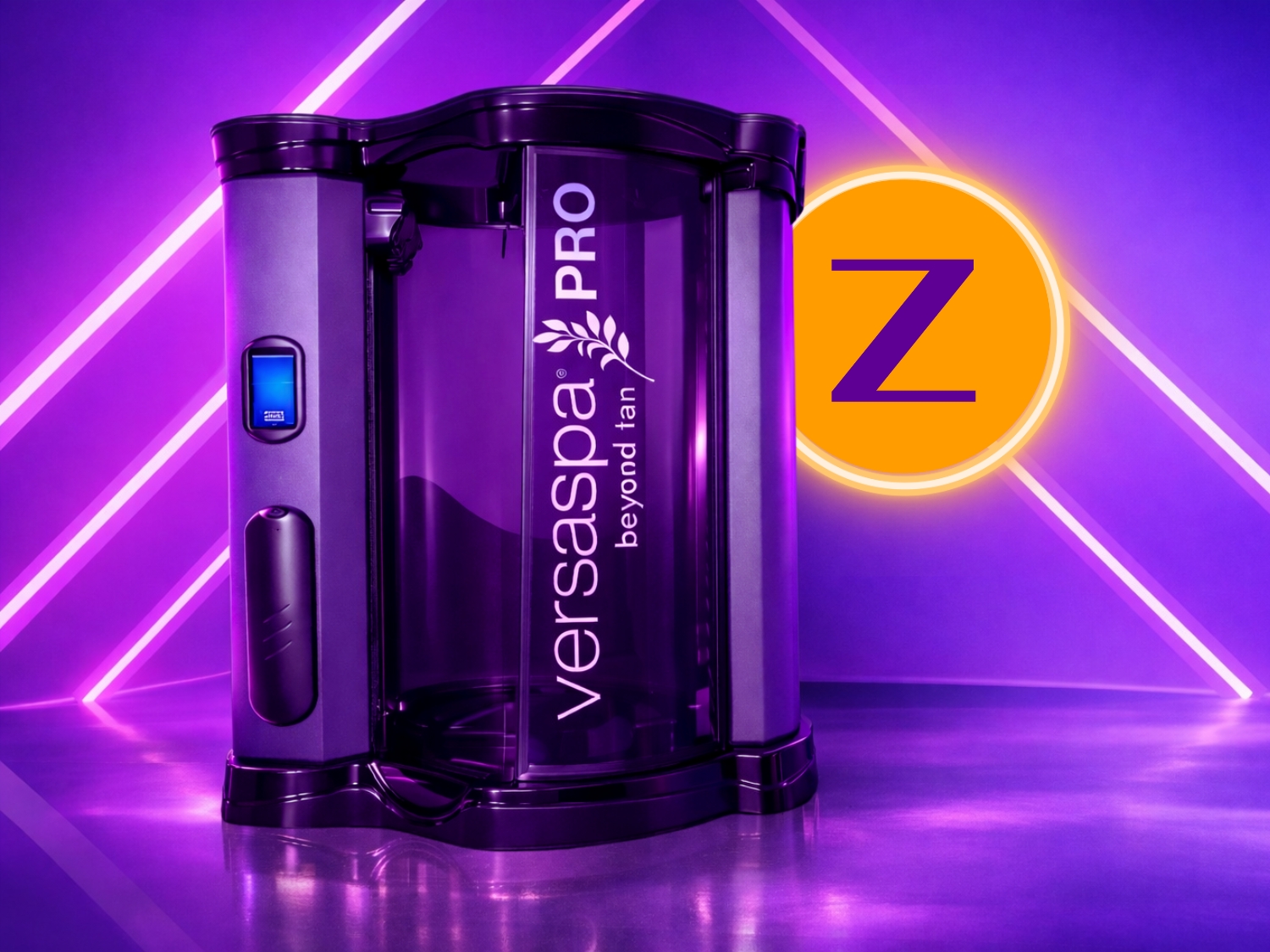 VersaSpa Pro spray booth in a purple studio setting